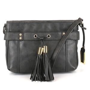 Nicole Miller NY black tassel cross body purse